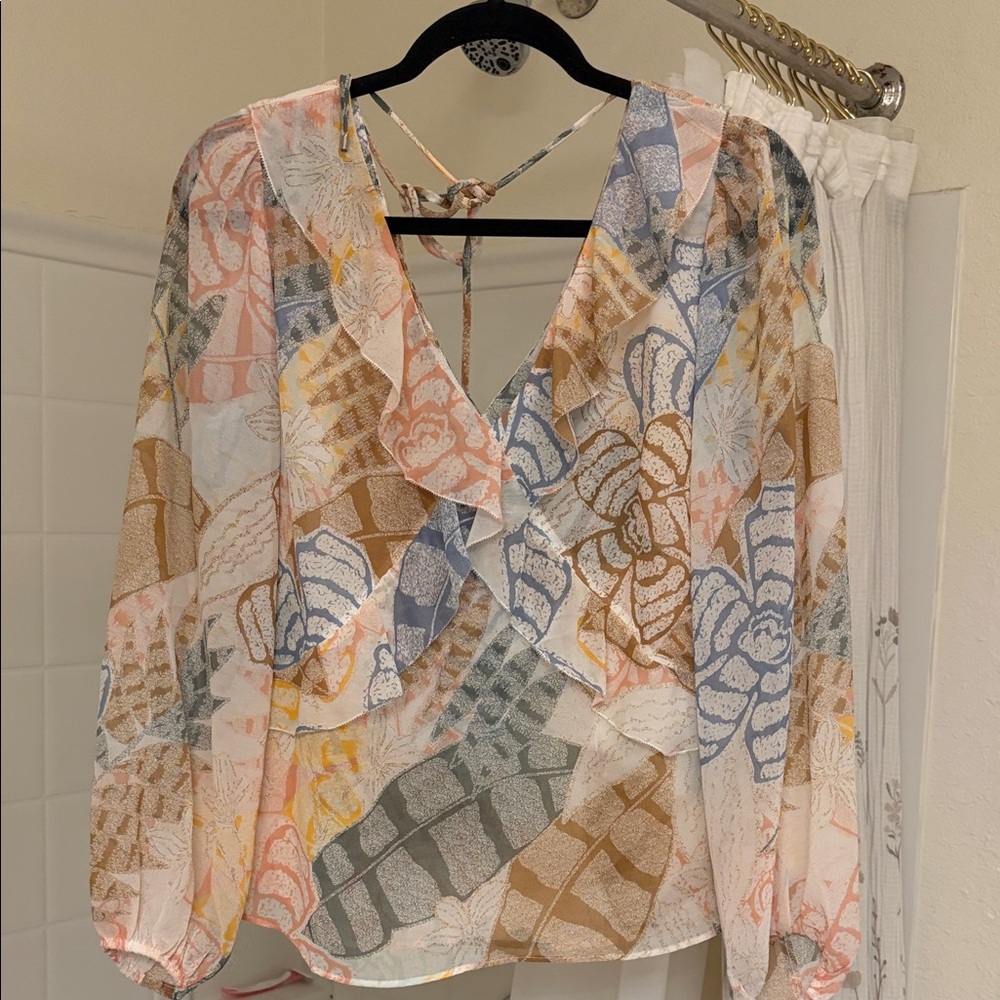 White House Black Market Multicolor Patchwork Blouse